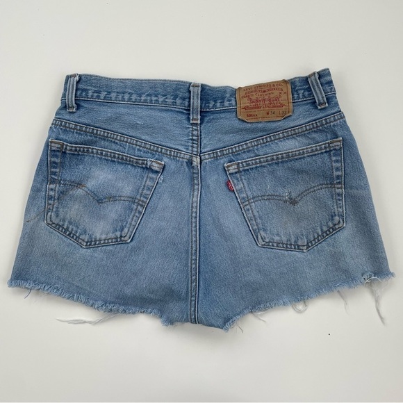 Levi's 501xx Destroyed Distressed High Rise Denim Shorts Size 34* (Size 10/12*) - Picture 2 of 8